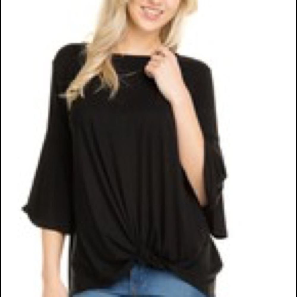 Black short sleeve with twist.
